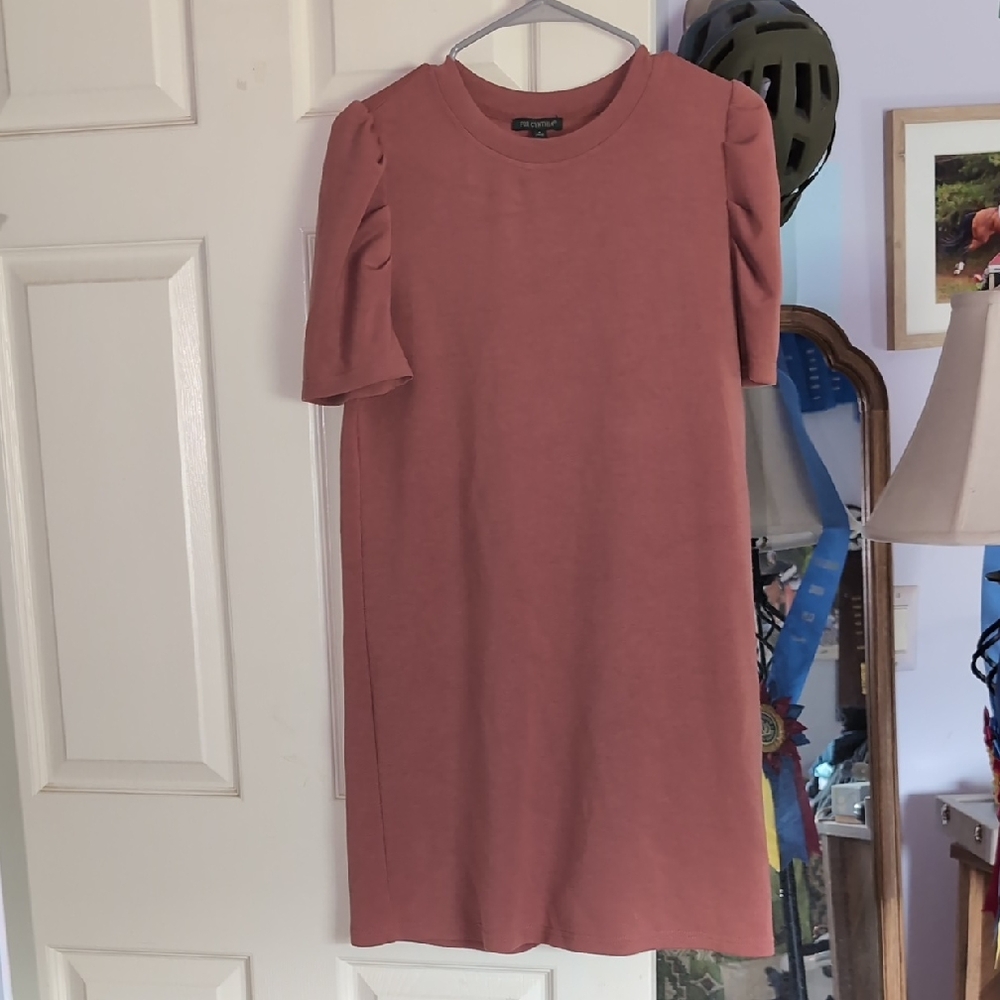 For Cynthia Terracotta Short Sleeve Dress